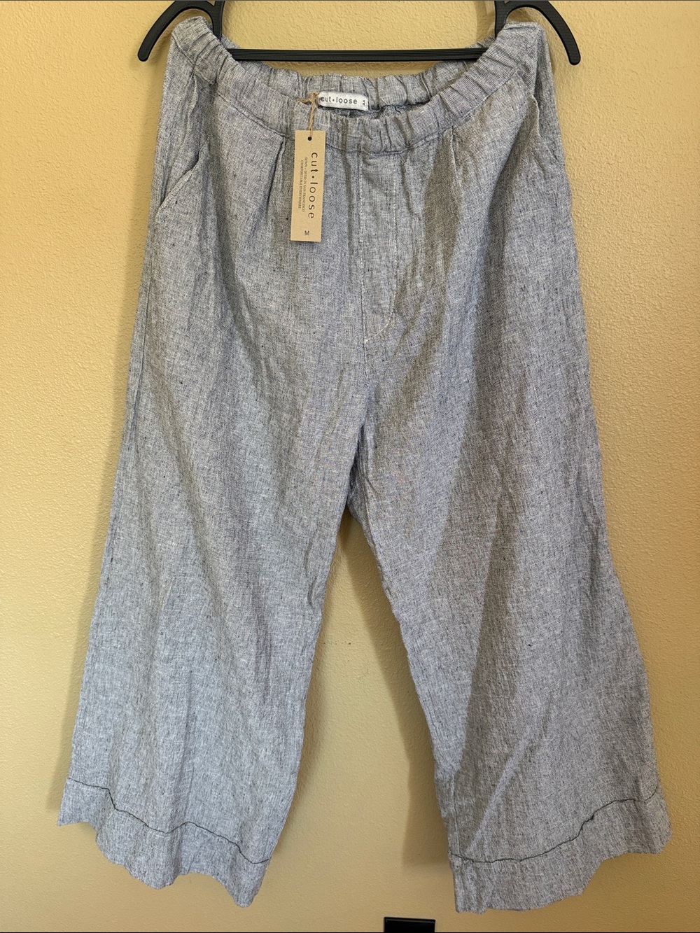 cut loose Linen-Blend Elastic Waist Pant